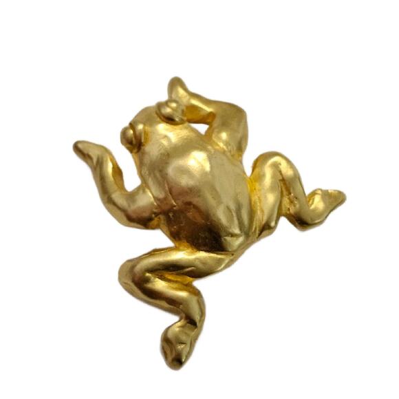Vintage Gold Plated Frog Brooch, 2" Long - Picture 7 of 10